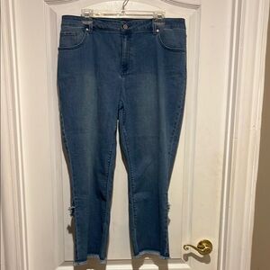 Susan Graver Blue Cropped Ankle Jeans with Twisted Seam